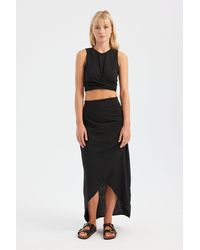 Hiccup - 2 Pieces: Crew Neck Ruched Crop Top & High Waist Slit Maxi Skirt - Lyst