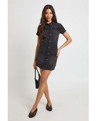 Boohoo - Western Denim Short Sleeve Mini Dress - Lyst