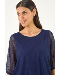 Roman - Mesh Bubble Hem Stretch Top - Lyst