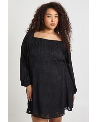 Boohoo - Plus Burnout Chiffon Milkmaid Skater Dress - Lyst