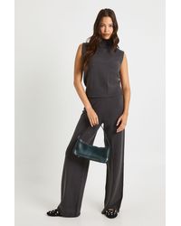 Boohoo - Split Neck Collar Super Soft Knitted Tank And Straight Leg Trouser Co-Ord - Lyst