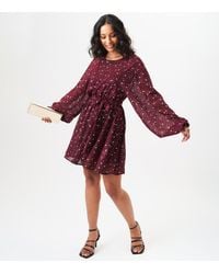 Gini London - Zwart Sterrenprint Lange Mouwen Mini Jurk - Lyst