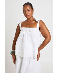 Boohoo - Plus Tie Shoulder Lace Hem Top - Lyst
