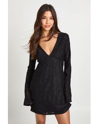 Boohoo - Burnout Floral Flare Sleeve Shift Dress - Lyst