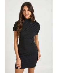 Boohoo - Grown On Neck Drape Cinched Waist Mini Dress - Lyst