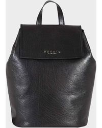 Assots London - 'jermyn' Classic Black Full Grain Leather Flap-over Backpack - Lyst