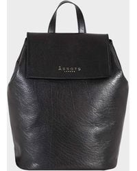 Assots London - 'jermyn' Classic Black Full Grain Leather Flap-over Backpack - Lyst