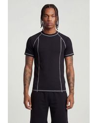 BoohooMAN - Muscle Fit Contrast Stitch Raglan T-Shirt - Lyst