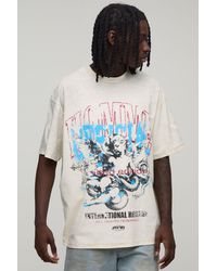 BoohooMAN - Oversized Exposed Seam Renaissance Spray Wash T-Shirt Cotton - Lyst