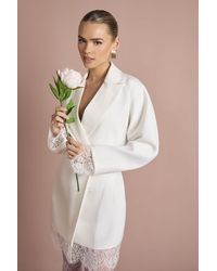 Boohoo - Lace Hem Structured Blazer Dress - Lyst