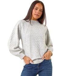 Roman - Petite Cable Knit Embellished Jumper - Lyst