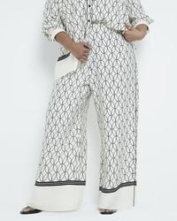 River Island - Wide Leg Trousers Plus Geometric Print - Lyst