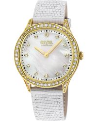 Gevril - Morcote Swiss Diamond Mop, Genuine Italian Leather Watch - Lyst