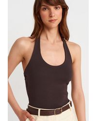 Dilvin - Ribbed Halterneck Sleeveless Blouse - Lyst