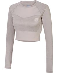 Umbro - Ladies Pro Training Long-Sleeved Crop Top Marl) - Lyst