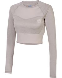 Umbro - Ladies Pro Training Long-Sleeved Crop Top Marl) - Lyst