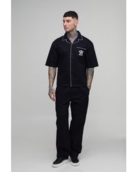 BoohooMAN - Tall Oversized Pocket Detail Twill Shirt & Relaxed Trouser Set - Lyst