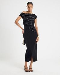 River Island - Midi Dress Velvet Drape - Lyst