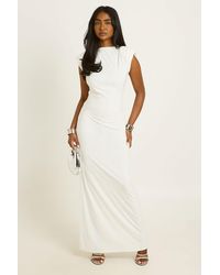 Boohoo - Shoulder Pad Backless Drop Waist Maxi Dress - Lyst