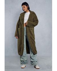 MissPap - Longline Oversized Collar Teddy Fur Coat - Lyst