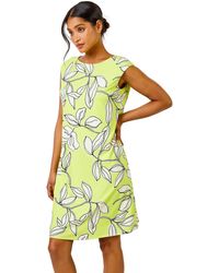Roman - Linear Floral Print Swing Dress - Lyst