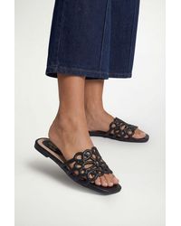 Good for the Sole - Amelie Faux Leather Lattice Detail Sliders - Lyst