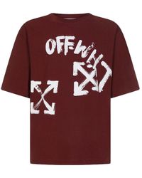 Off-White c/o Virgil Abloh - Gebroken Wit Skate Fit Paint Script Bordeaux T-shirt - Lyst
