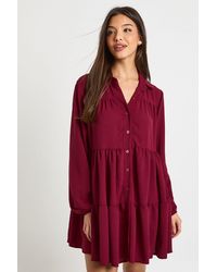 Boohoo - Textured Tiered Smock Dress - Lyst