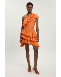 Karen Millen - Drama Frill Midi Dress - Lyst