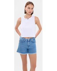 Hiccup - Sleeveless Round Neck Solid Crop Top - Lyst