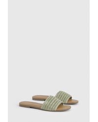 Boohoo - Crochet Square Toe Sliders - Lyst