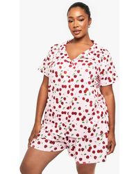Boohoo - Plus Cherry Print Short Sleeve & Short Pj Set - Lyst