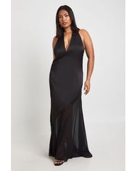 Boohoo - Plus Satin Scarf Detail Chiffon Skirt Maxi Dress - Lyst