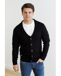 Firetrap - Wool Blend Shawl Collar Cable Cardigan - Lyst