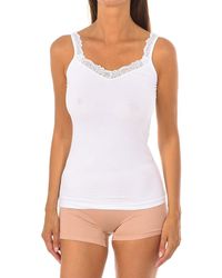 Q En - Undershirt With Thin Bamboo Straps And Lace Q706 - Lyst