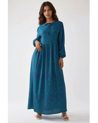 Hiccup - Printed A-Form Maxi Dress With Crew Neck - Lyst