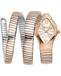 Just Cavalli - Snake Watch, Rose Color Case, Dial, Two Tone & Stainless Steel Bracelet - Lyst