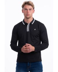 D Rock - Long Sleeve Polo Shirt With Dual-Stripe Collar - Lyst