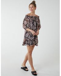 Blue Vanilla - Sheared Neck Bardot Dress - Lyst