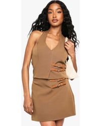 Boohoo - Buckle Detail Tailored Mini Skirt - Lyst