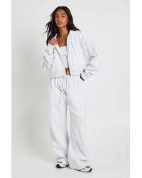 Boohoo - Petite Deep Hem Crop Top 3 Piece Hooded Tracksuit - Lyst