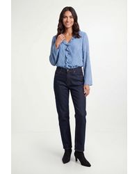 Wallis - Burnout Ruffle Detail V Neck Blouse - Lyst
