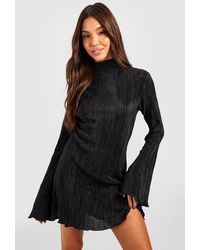 Boohoo - Plisse Flare Sleeve Column Mini Dress - Lyst