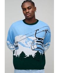 BoohooMAN - Oversized Boxy Ski Jacquard Knitted Jumper - Lyst