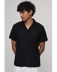 BoohooMAN - Linen Blend Slim Revere Polo - Lyst