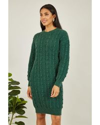 Yumi' - Cable Knit Tunic Dress - Lyst
