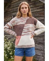 Roman - Textured Colour Block Knit Jumper - Lyst