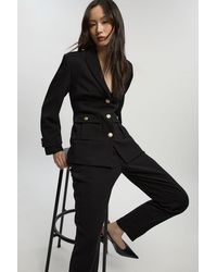 Karen Millen - Petite Compact Stretch Tailored Military Single Breasted Blazer - Lyst
