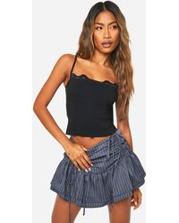 Boohoo - Ruched Pinstripe Micro Mini Skirt - Lyst