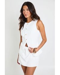 Boohoo - Tailored Slash Neck Button Down Waistcoat Blazer Dress - Lyst